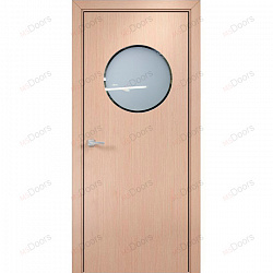 Гладкая дверь в шпоне с люком (цвет: беленый дуб)