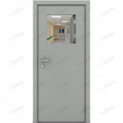 Пластиковая дверь Poseidon однопольная с окошком (цвет: серый)