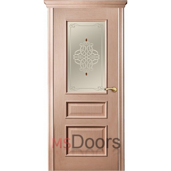 Межкомнатная дверь Версаль, остекленная (фьюзинг ажур, цвет: беленый дуб)