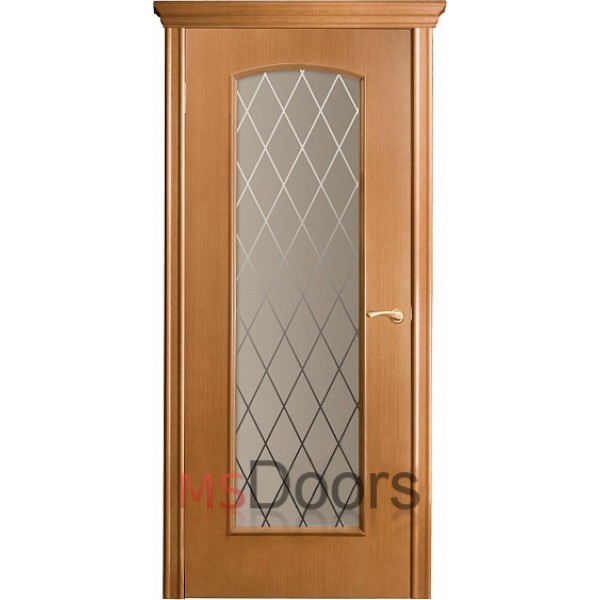 Межкомнатная дверь Глория, остекленная (гравировка ромбы, цвет: анегри)