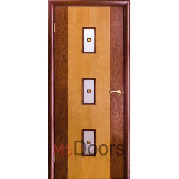 Межкомнатная дверь Комби красное дерево (остекленная)