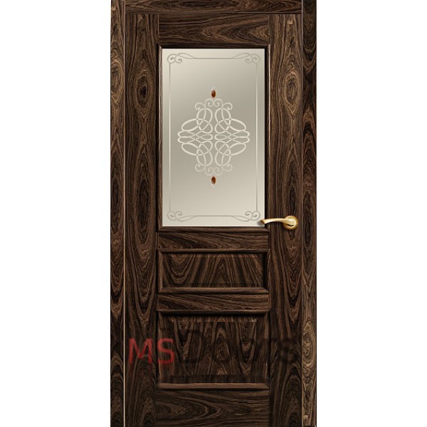 Межкомнатная дверь Версаль, остекленная (фьюзинг ажур, цвет: орех американский)