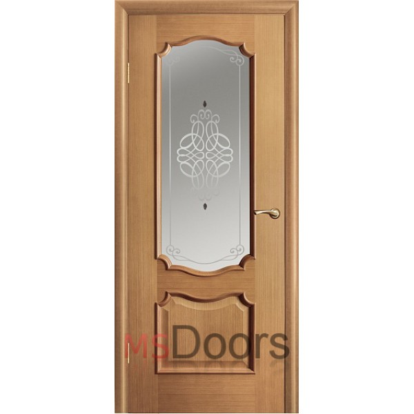 Межкомнатная дверь Венеция, остекленная (фьюзинг ажур, цвет: дуб)