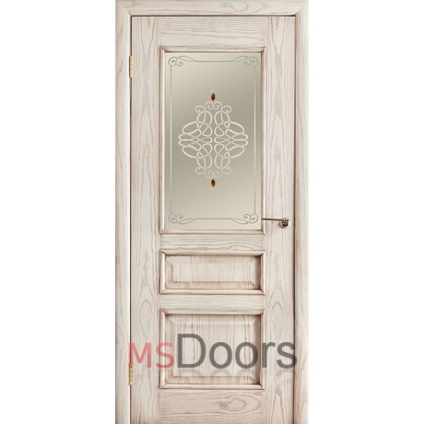 Межкомнатная дверь Версаль, остекленная (фьюзинг ажур, цвет: патина)