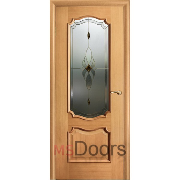 Межкомнатная дверь Венеция, остекленная (бевелс, цвет: анегри)