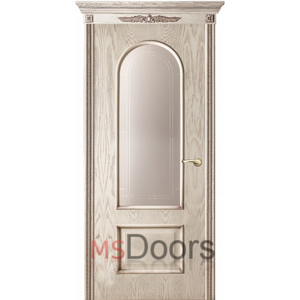 Межкомнатная дверь Арка, остекленная (гравировка арка, цвет: патина)