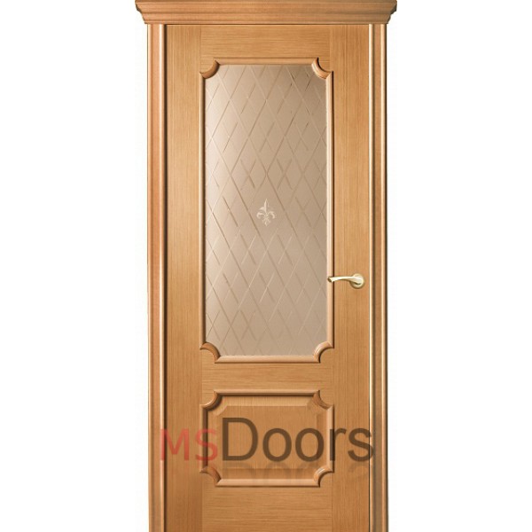 Межкомнатная дверь Палермо, остекленная (гравировка британия, цвет: анегри)