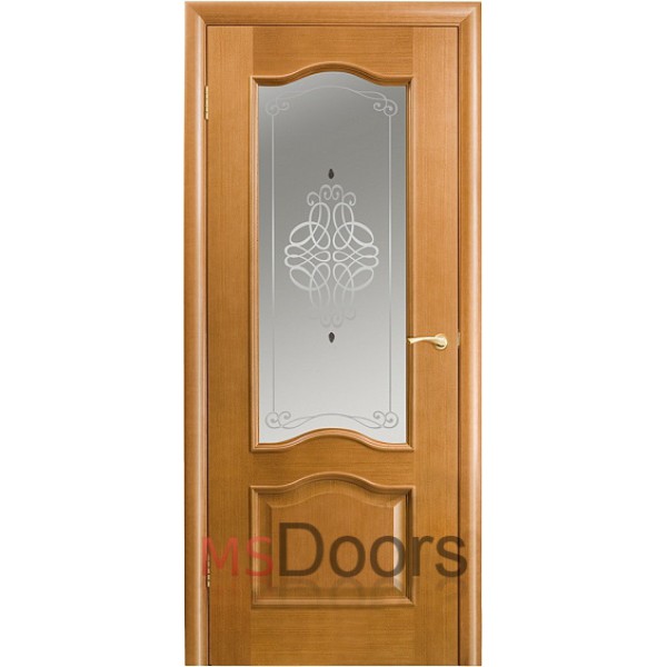 Межкомнатная дверь Классика, остекленная (фьюзинг ажур, цвет: анегри)