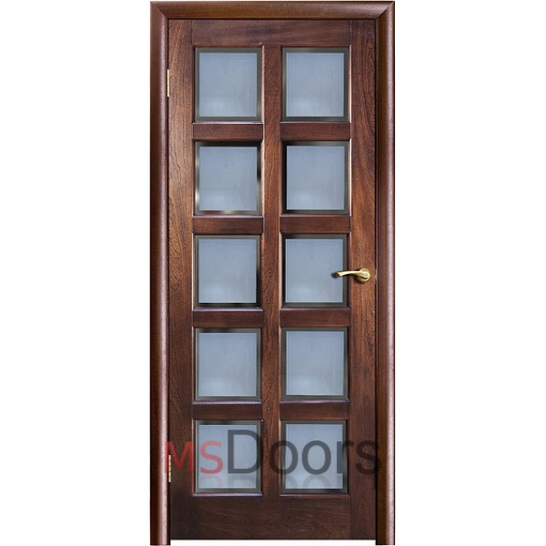 Межкомнатная дверь Вена 2, остекленная (цвет: красное дерево с черной патиной)