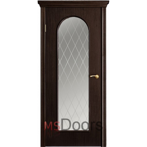 Межкомнатная дверь Арка 2, остекленная (гравировка ромбы, цвет: венге)