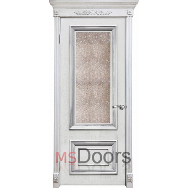 Межкомнатная дверь Мадрид, с состаренным зеркалом (цвет: патина с серебром)