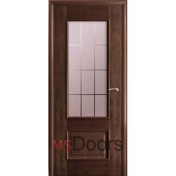 Межкомнатная дверь Марсель, остекленная (печать на сатинате решетка, цвет: палисандр)