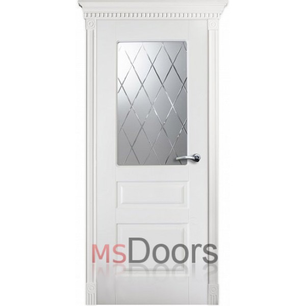 Межкомнатная дверь Версаль фреза, остекленная (цвет: эмаль белая)