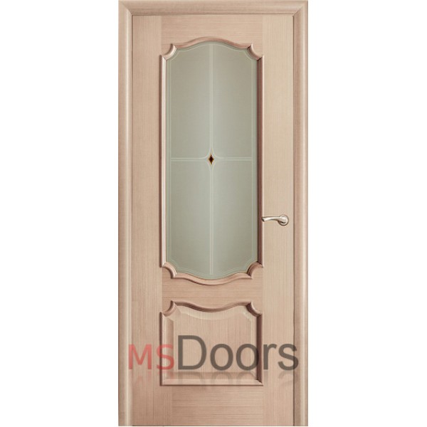 Межкомнатная дверь Венеция, остекленная (фьюзинг, цвет: беленый дуб)