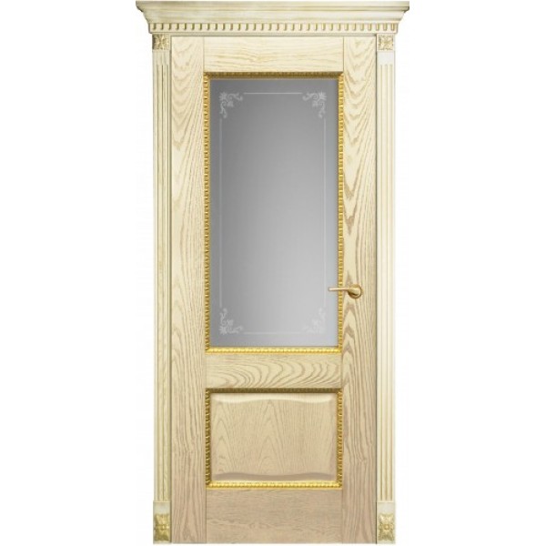 Межкомнатная дверь Александрия 2, остекленная (цвет: золотая патина)