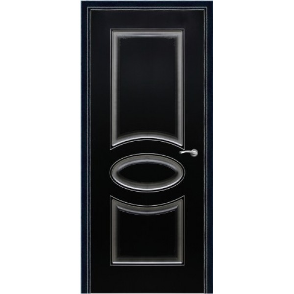 Межкомнатная дверь Эллипс с фрезой, глухое полотно (цвет: черная эмаль)