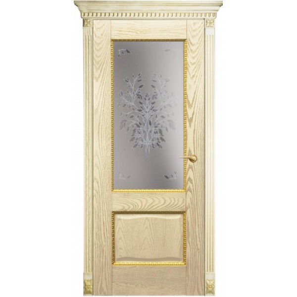 Межкомнатная дверь Александрия 2, остекленная (цвет: золотая патина)