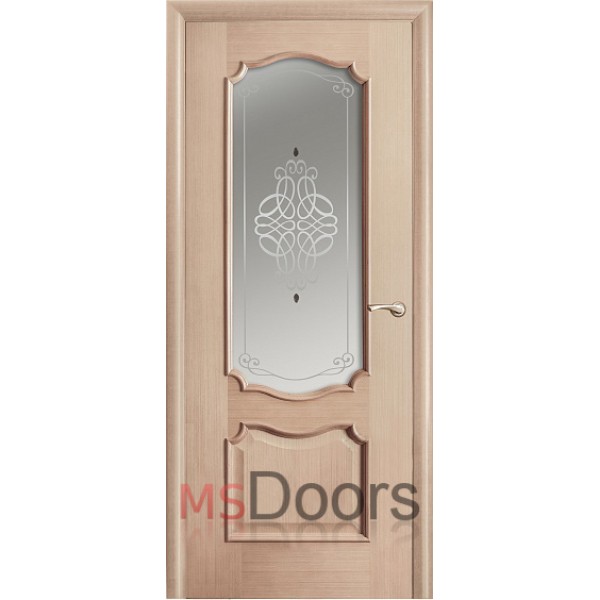 Межкомнатная дверь Венеция, остекленная (фьюзинг ажур, цвет: беленый дуб)