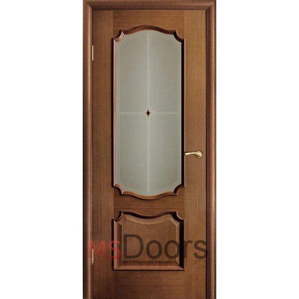 Межкомнатная дверь Венеция, остекленная (фьюзинг, цвет: орех)