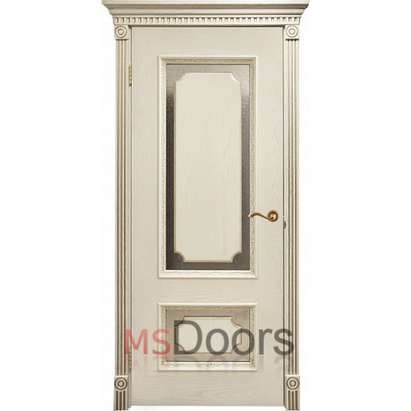 Межкомнатная дверь Оникс, остекленная (цвет: патина золото)