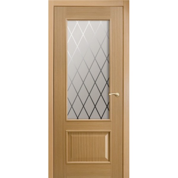 Межкомнатная дверь Марсель, остекленная (стекло декор ромб цвет: светлый дуб)