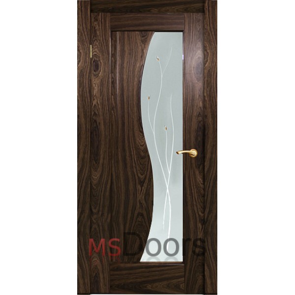 Межкомнатная дверь Фрегат, остекленная (фьюзинг, цвет: американский орех)