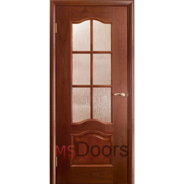 Межкомнатная дверь Классика, остекленная (цвет: красное дерево)