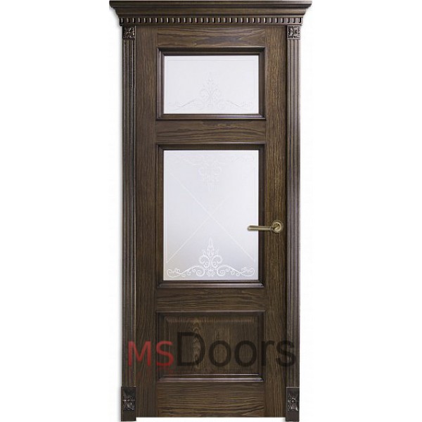 Межкомнатная дверь Прованс, остекленная (цвет: дуб коньячный, контурный витраж)