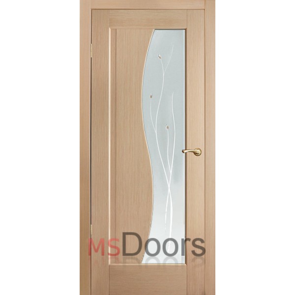 Межкомнатная дверь Фрегат, остекленная (фьюзинг, цвет: беленый дуб)