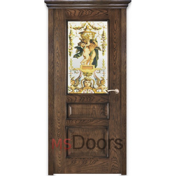 Межкомнатная дверь Версаль, остекленная (фотопечать, цвет: дуб коньячный)