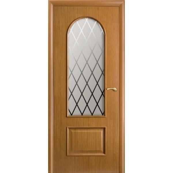 Межкомнатная дверь Арка, остекленная, декор ромб (цвет: орех)