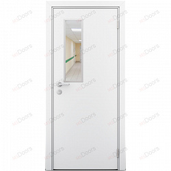Пластиковая дверь Poseidon однопольная со стеклом (цвет: белый)