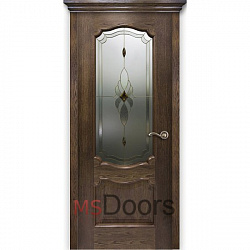 Межкомнатная дверь Венеция, остекленная (гравировка ромбы, цвет: дуб коньяк)