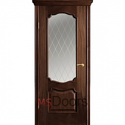 Межкомнатная дверь Венеция, остекленная (гравировка ромбы, цвет: палисандр)