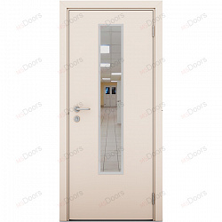 Пластиковая дверь Poseidon однопольная со стеклом (цвет: кремовый)