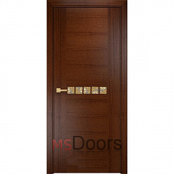 Межкомнатная дверь Акцент с декоративным остеклением (цвет: красное дерево с черной патиной)