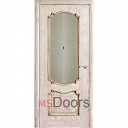 Межкомнатная дверь Венеция, остекленная (фьюзинг, цвет: патина)