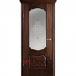 Межкомнатная дверь Венеция, остекленная (фьюзинг ажур, цвет: палисандр)