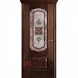 Межкомнатная дверь Венеция, остекленная (витраж, цвет: палисандр)