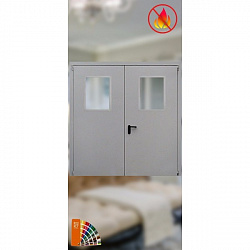 Противопожарная остекленная двупольная металлическая дверь EI-60, до 2,52 м²