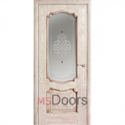 Межкомнатная дверь Венеция, остекленная (фьюзинг ажур, цвет: патина)