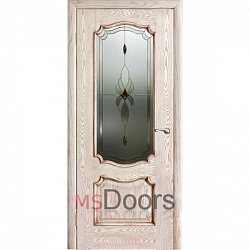 Межкомнатная дверь Венеция, остекленная (бевелс, цвет: патина)